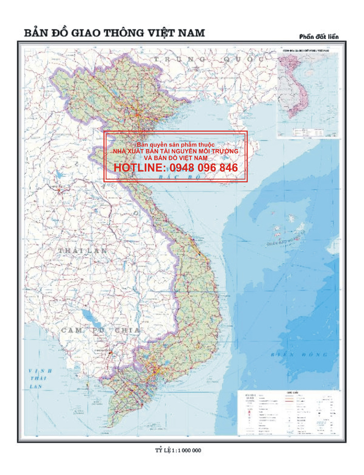 Bản đồ Giao thông Việt Nam phần đất liền (Khổ 4Ao)