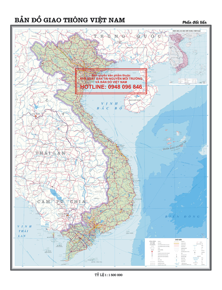 Bản đồ Giao thông Việt Nam phần đất liền (Khổ 2Ao)