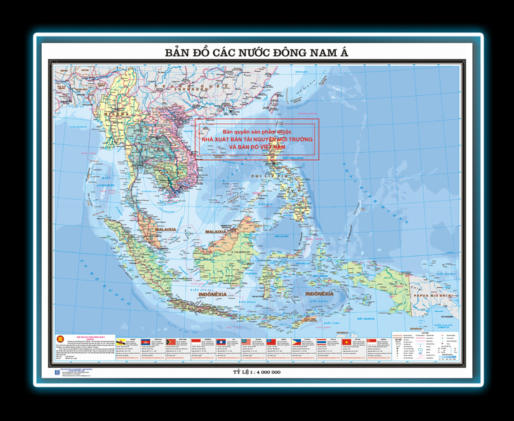 Bản đồ các nước Đông Nam Á - Bản đồ Led chiếu sáng cao cấp