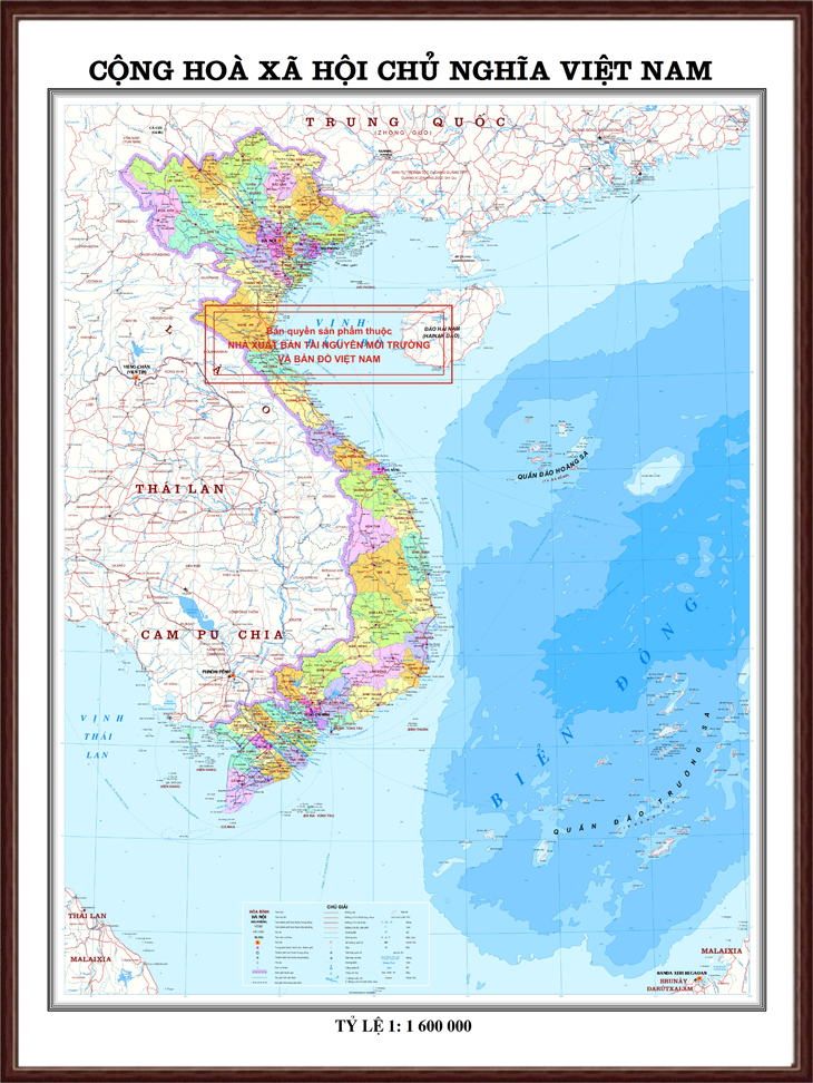 Bản đồ Hành chính Việt Nam 2Ao, khung gỗ