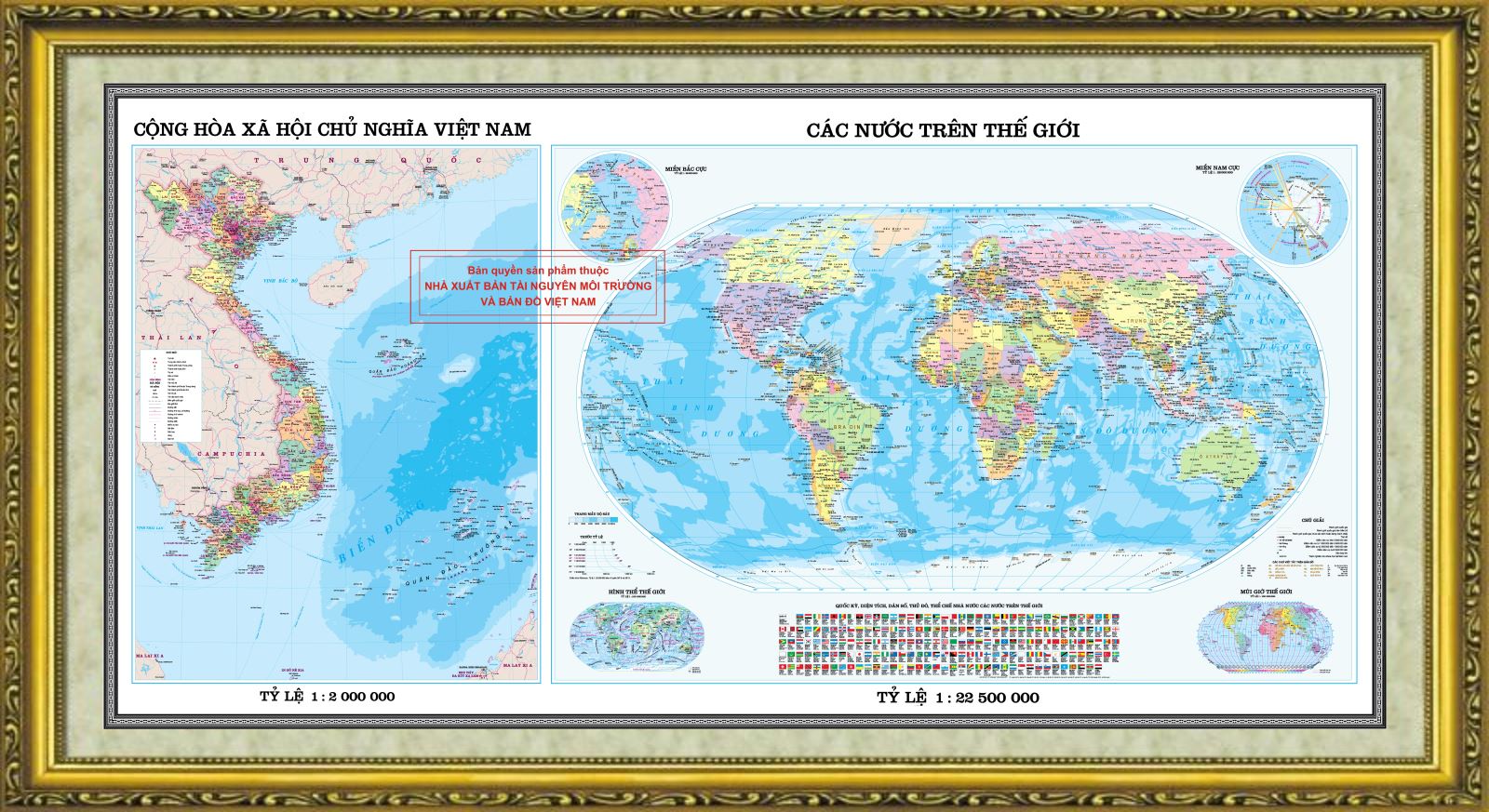 Bản đồ Hành chính Việt Nam và Thế giới (ghép khung - Loại 4)