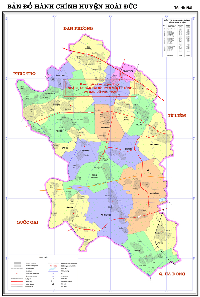 Bản đồ Hành chính Huyện Hoài Đức (TP Hà Nội)